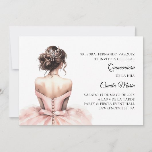 ピンクキンセアニラスペインの招待状 招待状 (正面)