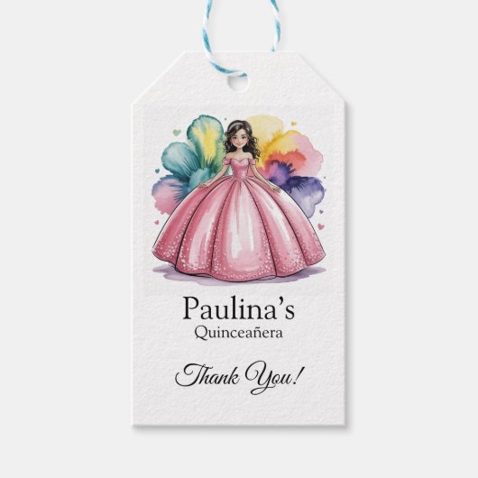 ピンクキンセアニラボールガウンありがとう ギフトタグ (正面)