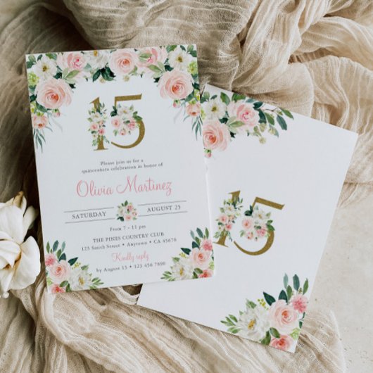 ピンクキンセアニラ誕生日招待状赤面フローラ 招待状