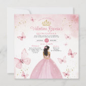 ピンクキンセアニラ15アノスフラワーズ金ゴールドグリッターインヴィ 招待状 (正面)