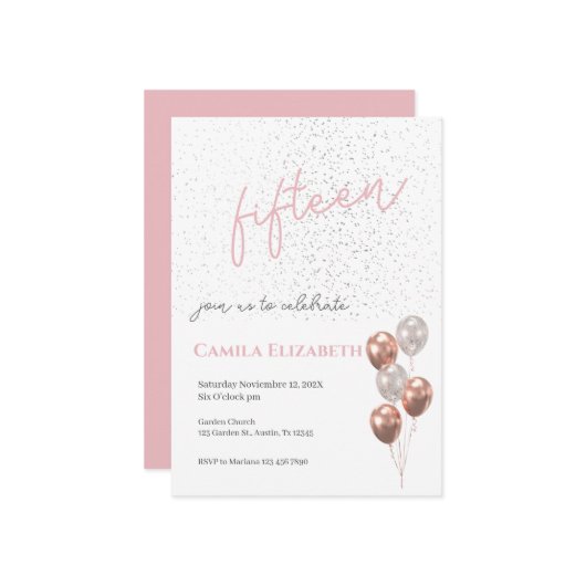 ピンクキンセニェラ招待状 招待状 (正面/裏面インサイチュ)