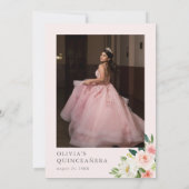 ピンクキンセニェラ誕生日招待状写真フローラ 招待状 (裏面)