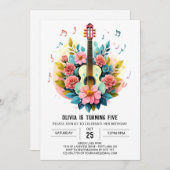 ピンクギクラシカルター誕生日 招待状 (正面/裏面)