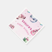 ピンクギターカウボーイパーティーサボテン誕生日 スタンダードカクテルナプキン (角)