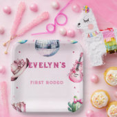 ピンクギターカウボーイパーティーサボテン誕生日 ペーパープレート (パーティー)