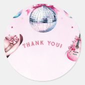 ピンクギターカウボーイパーティーサボテン誕生日 ラウンドシール (正面)