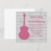 ピンクギターグランジウェディング招待 招待状 (正面/裏面)