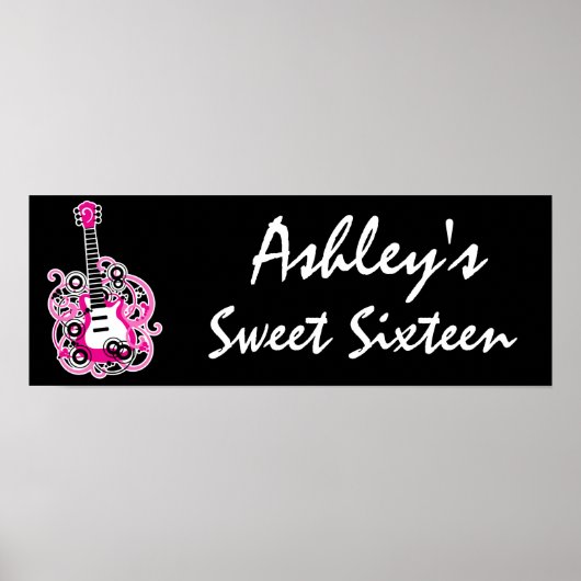 ピンクギターロックスター甘い16バナーポスター ポスター (正面)