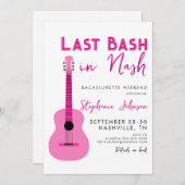 ピンクギター最後のバッシュでNashバチェロレッテ 招待状 (正面/裏面)