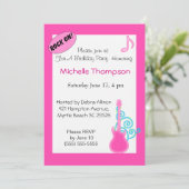 ピンクギター誕生日招待状 招待状 (スタンド正面)