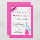 ピンクギター誕生日招待状 招待状 (正面/裏面)