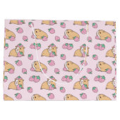 ピンクギニア豚とストロベリーパターン ラージペーパーバッグ (裏面)