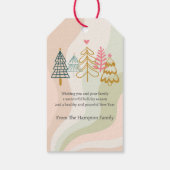 ピンクギフトボックスファミリーまたはビジネスフラットホリデーカード ギフトタグ (裏面)