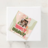 ピンクギフトボックスファミリーまたはビジネスフラットホリデーカード フェイバータグ (インサイチュ)