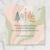 ピンクギフトボックスファミリーまたはビジネスフラットホリデーカード フェイバータグ (裏面)