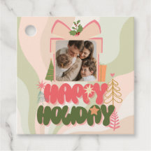 ピンクギフトボックスファミリーまたはビジネスフラットホリデーカード