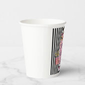 ピンクギフト誕生日ブラック&ホワイトストライプズ 紙コップ (右)