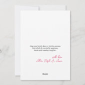 ピンクギフト&ボウカスタムクリスマスフォト&名前 シーズンカード (裏面)