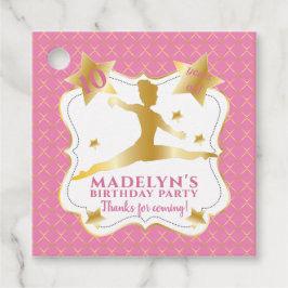 ピンクギムナスト体操誕生日ガールサンキュー フェイバータグ