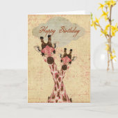 ピンクギラッフェス誕生日カード カード (黄色い花)