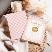 ピンクギンガムかわいこちゃんパイ任意の年齢ベビーシャワー 招待状