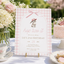 ピンクギンガムのうさぎ Hop Two It 2歳の誕生日 招待状