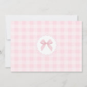 ピンクギンガムのばかガチョウの採用証明書 招待状 (裏面)