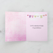 ピンクギンガムの新しい孫娘の足跡 カード (内部)