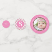 ピンクギンガムアンドカップケーキ誕生日 コンフェッティ (正面)