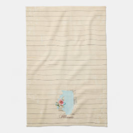 ピンクギンガムイリノイ州パターンキッチンタオル キッチンタオル