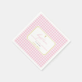 ピンクギンガムガールバプティスミニマルエレガントTouch スタンダードカクテルナプキン (角)