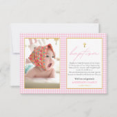 ピンクギンガムガールバプテスハートフェルト感謝の気持ち サンキューカード (正面)