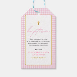 ピンクギンガムガールバプテスマ – Thank 来 You for s ギフトタグ