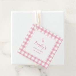 ピンクギンガムガールベビーシャワーありがとうござ来う フェイバータグ