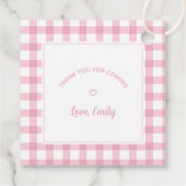 ピンクギンガムガールベビーシャワーありがとうござ来う フェイバータグ (裏面)