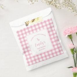 ピンクギンガムガールベビーシャワーありがとうござ来う フェイバーバッグ