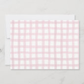 ピンクギンガムガールベビーシャワー写真サンキューカード サンキューカード (裏面)