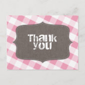 ピンクギンガムキャンバスサンキューポストカード ポストカード (正面)
