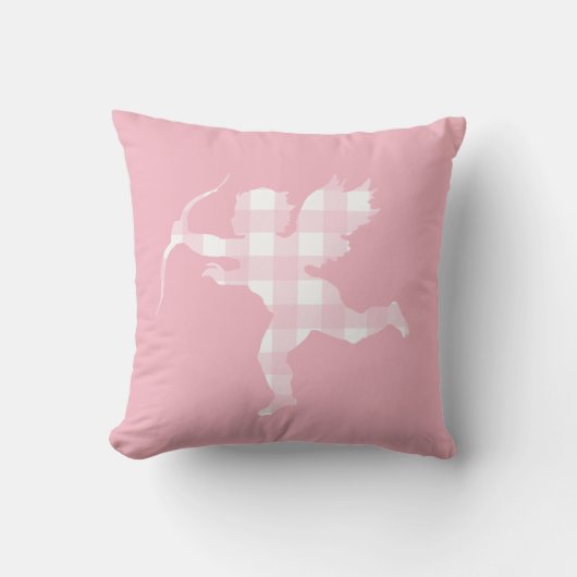 ピンクギンガムキューピッド クッション (正面)