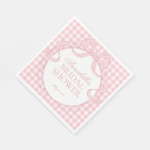ピンクギンガムコケットリボンブライダルシャワードessert スタンダードランチョンナプキン (角)