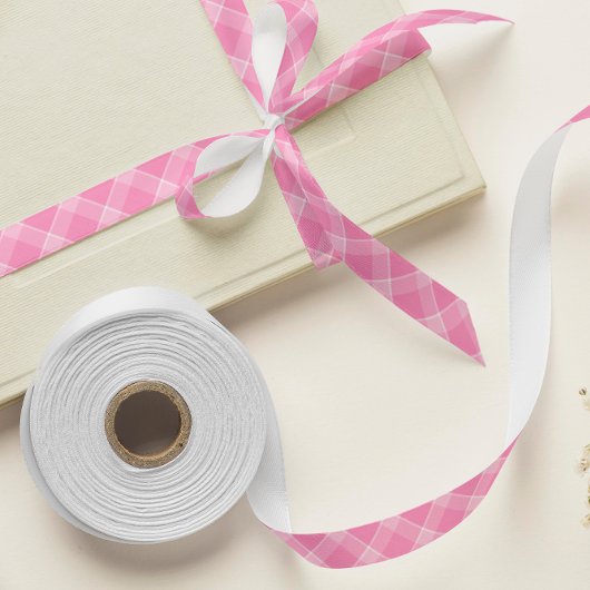 ピンクギンガムサテンリボン – ベビーガールシャワーギフト サテンリボン