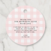 ピンクギンガムサンキューバイオンラウンドラベル フェイバータグ (裏面)