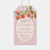 ピンクギンガムザアップルオブザアイ秋ベビーシャワー ギフトタグ (正面)