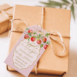 ピンクギンガムザアップルオブザアイ秋ベビーシャワー ギフトタグ