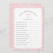 ピンクギンガムシャワーゲームカードをどれだけ知っているか 招待状 (正面/裏面)
