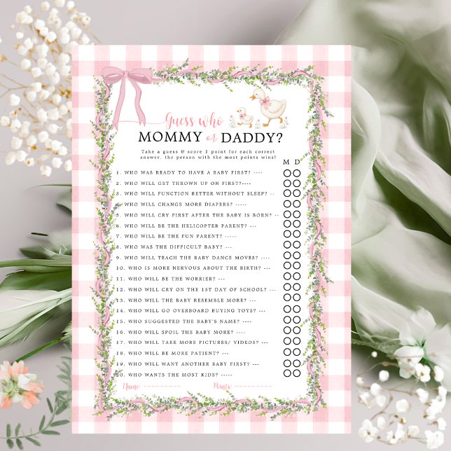 ピンクギンガムシリースグースGuess Who Mommy or Daddy  (クリエイターアップロード済み)