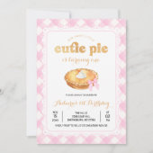 ピンクギンガムスイーツかわいこちゃんパイ誕生日招待状 招待状 (正面)