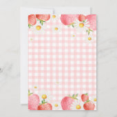 ピンクギンガムストロベリーベリーファースト誕生日パーティー 招待状 (裏面)
