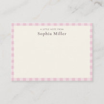 ピンクギンガムチェックのバラの名入れノート