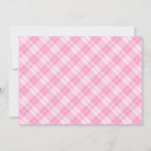 ピンクギンガムデイジーフラワーベリーファースト誕生日 招待状 (裏面)